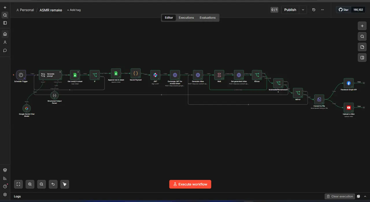 ASMR Video Generator workflow screenshot