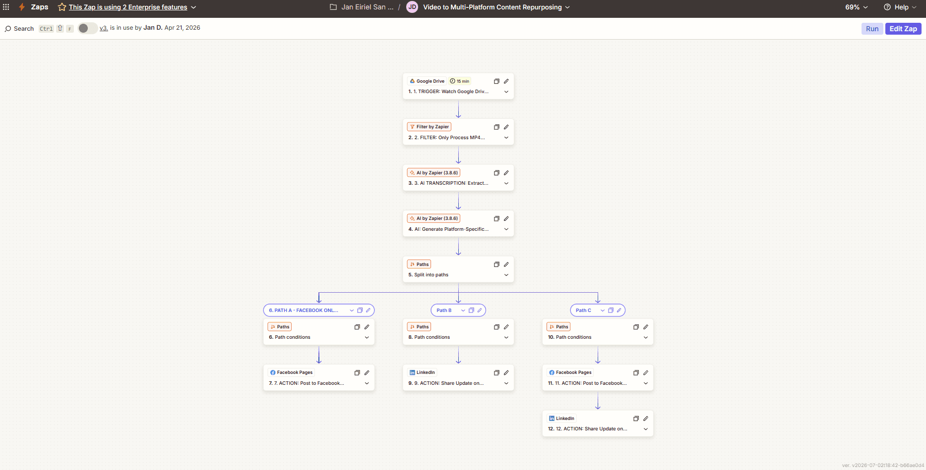 Video to Multi-Platform Content Repurposing workflow screenshot